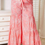 Double Take Floral Tiered Wide Leg Pants